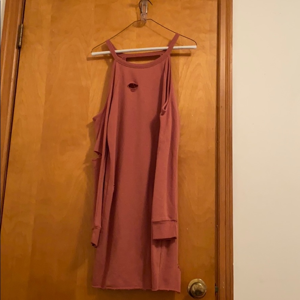 Long sleeve distressed dress